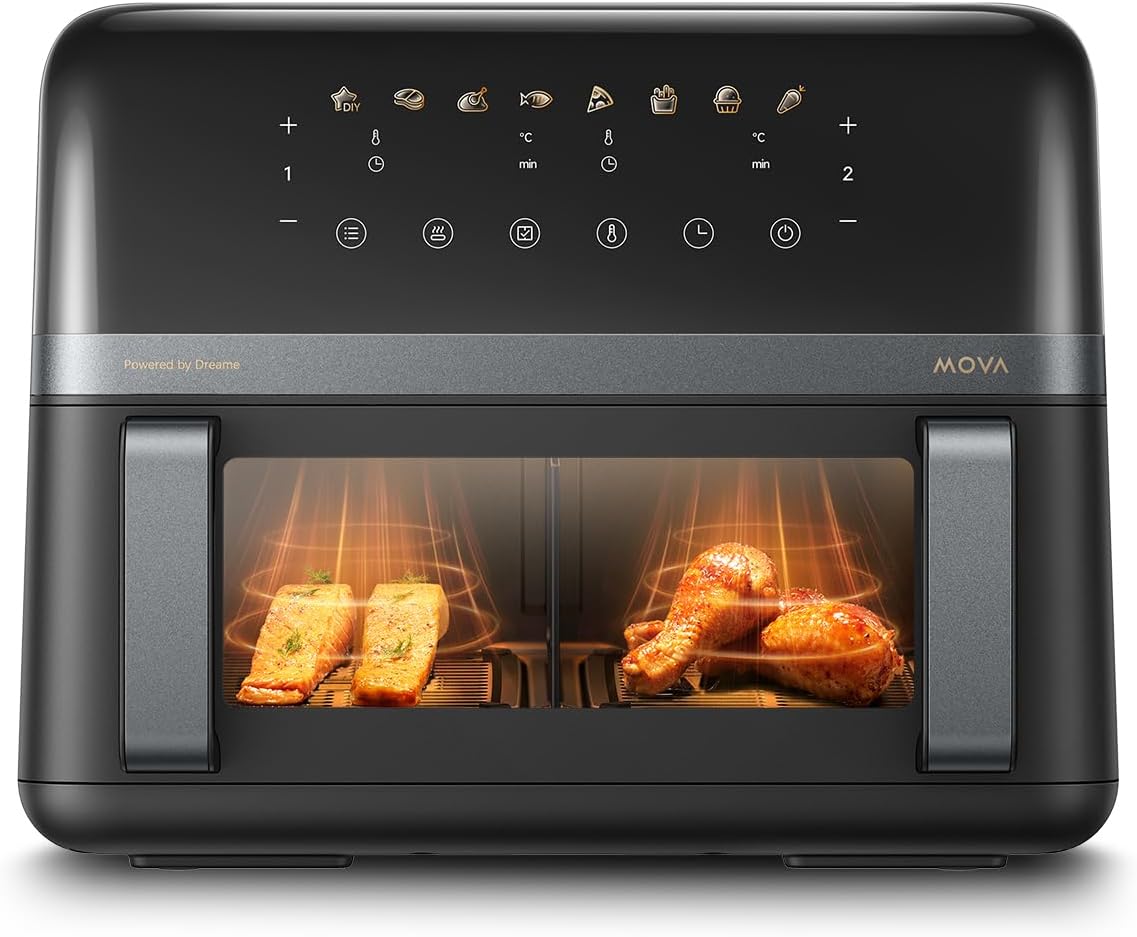 Mova AeroChef FD20 Pro SyncFinish Air Fryer, 2700 W, Fast Crisp, Heating 40°-230°C, Thermal Circulation, Metal Interior, 7 Presets, Dual Truffle 9 L