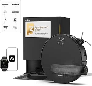 Mova S70 Roller Robot Vacuum Cleaner, Fresh Water Wash, 28000 Pa, DToF+Laser Line Obstacle Avoidance, 90 mm Thin, Extendable Mop, Self-cleaning Hot Water 80°C, Drying 75°C
