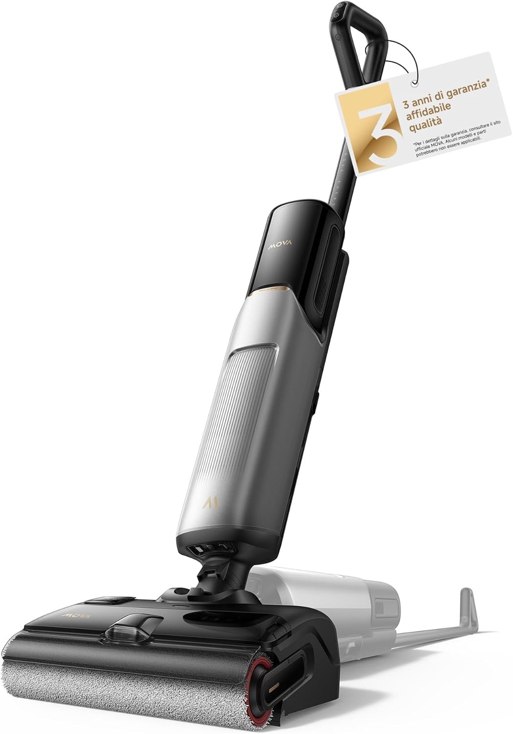 Mova X4 Plus Cordless Vacuum Cleaner, 20000Pa, Anti-Tangle Design, Self-cleaning at 100°C, Push-ina Base Station, LED Illuminated, Automatic Adding of Cleaner